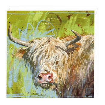 Card Highland Cow Green